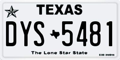 TX license plate DYS5481
