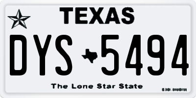 TX license plate DYS5494