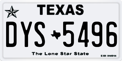 TX license plate DYS5496
