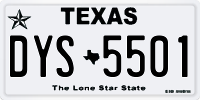 TX license plate DYS5501
