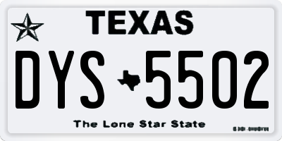 TX license plate DYS5502