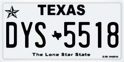 TX license plate DYS5518