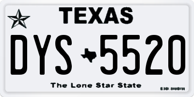 TX license plate DYS5520