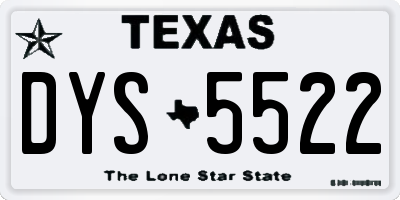 TX license plate DYS5522