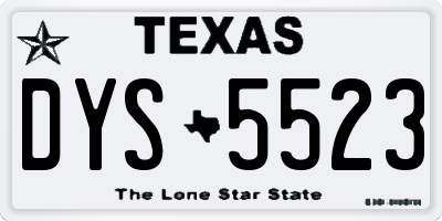 TX license plate DYS5523