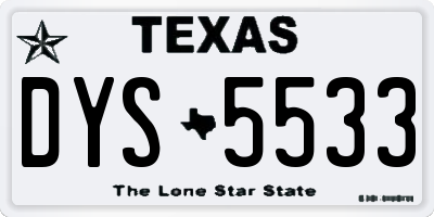 TX license plate DYS5533