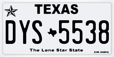 TX license plate DYS5538