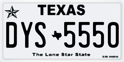 TX license plate DYS5550