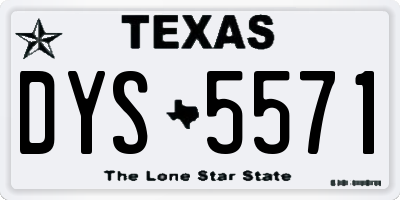 TX license plate DYS5571