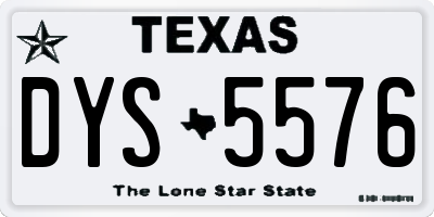 TX license plate DYS5576