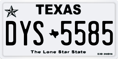 TX license plate DYS5585