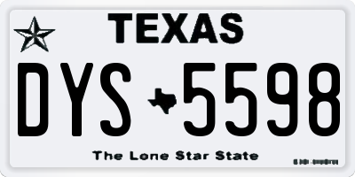 TX license plate DYS5598
