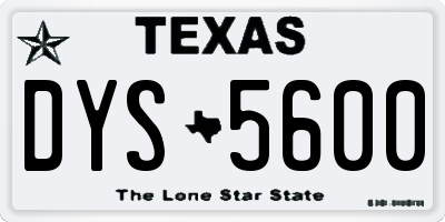 TX license plate DYS5600