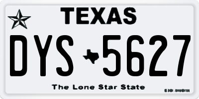 TX license plate DYS5627