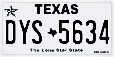 TX license plate DYS5634