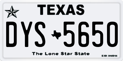 TX license plate DYS5650