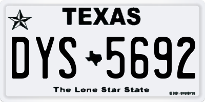 TX license plate DYS5692