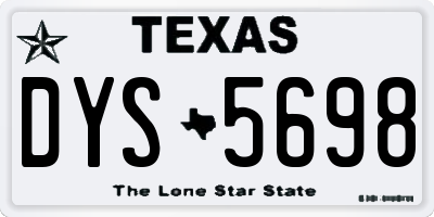 TX license plate DYS5698