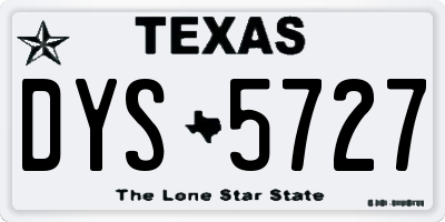 TX license plate DYS5727