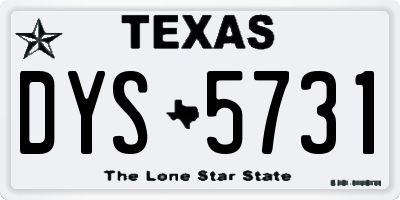 TX license plate DYS5731