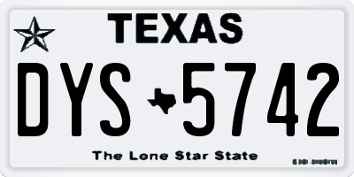 TX license plate DYS5742