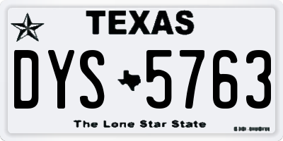 TX license plate DYS5763