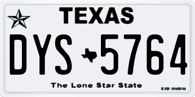 TX license plate DYS5764
