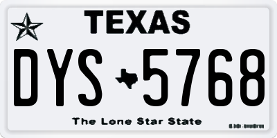 TX license plate DYS5768