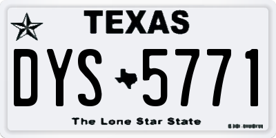 TX license plate DYS5771