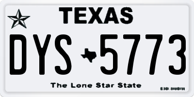 TX license plate DYS5773