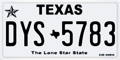TX license plate DYS5783