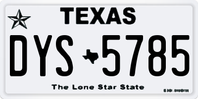 TX license plate DYS5785