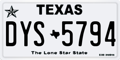 TX license plate DYS5794
