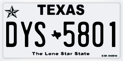 TX license plate DYS5801