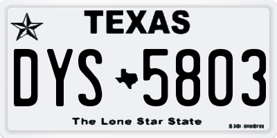 TX license plate DYS5803