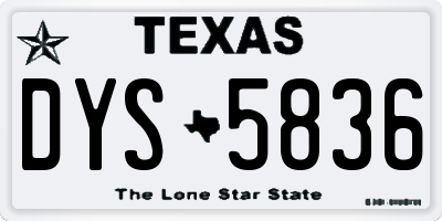 TX license plate DYS5836