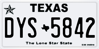 TX license plate DYS5842