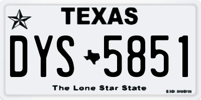TX license plate DYS5851