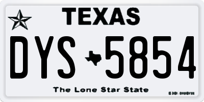 TX license plate DYS5854