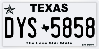 TX license plate DYS5858
