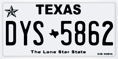 TX license plate DYS5862