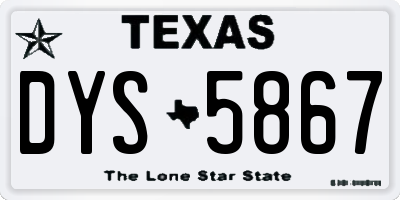 TX license plate DYS5867