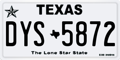 TX license plate DYS5872