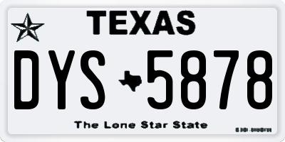 TX license plate DYS5878