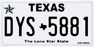 TX license plate DYS5881