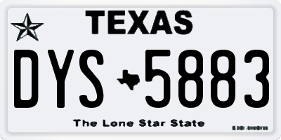 TX license plate DYS5883