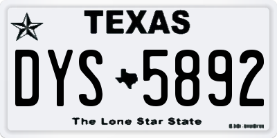 TX license plate DYS5892