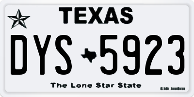 TX license plate DYS5923