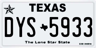 TX license plate DYS5933