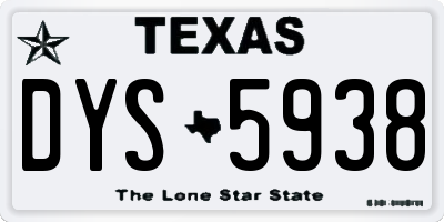 TX license plate DYS5938